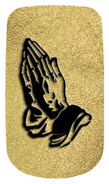 DAROYAL-516-BK-SH-GD Black Praying Hands Shimmer Gold Background